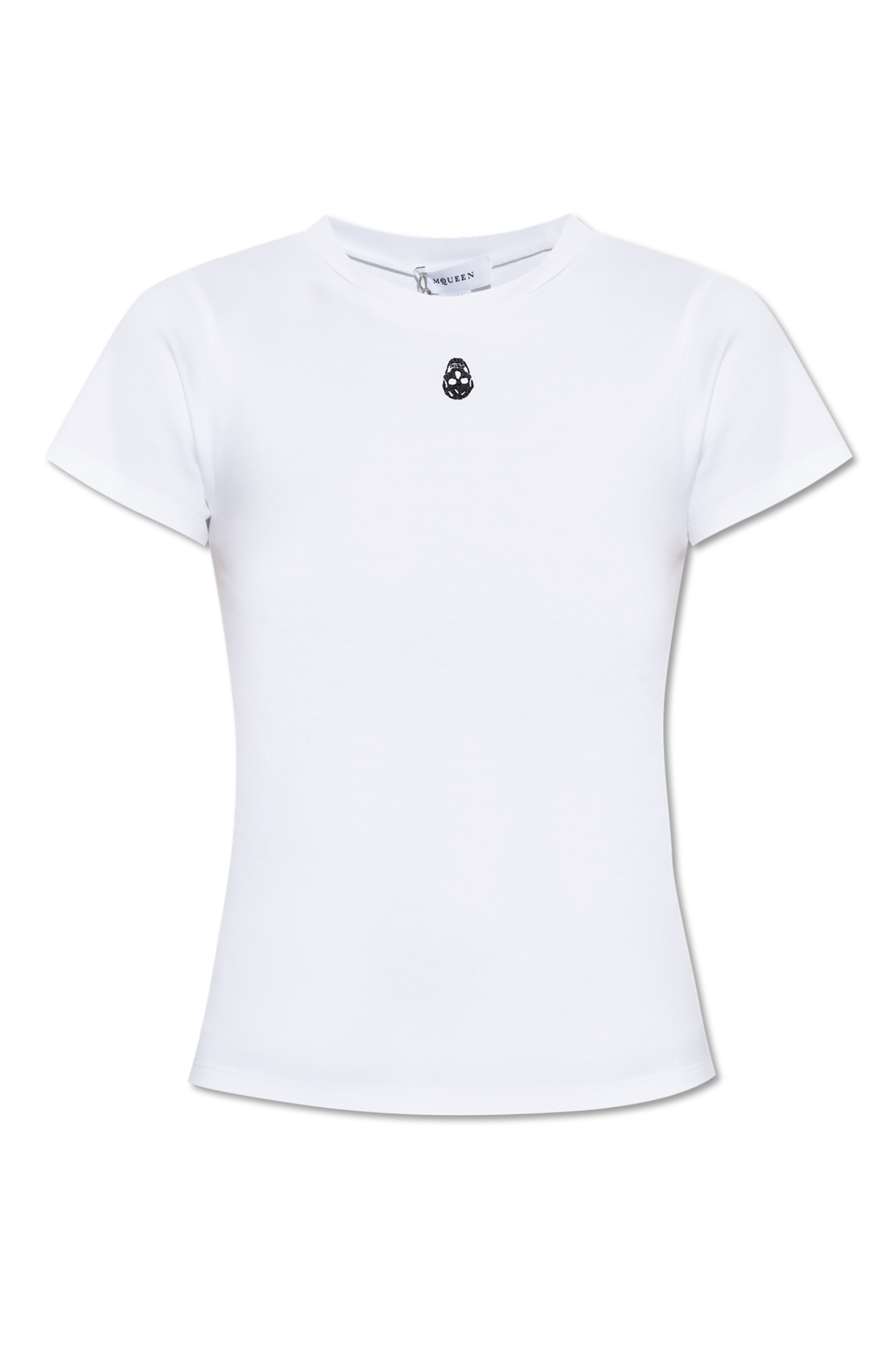 Tシャツ・カットソー alexander mcqueen SS25 T-shirts (819193 QLAEH9000) Women's Embroidered Skull T-Shirt in White | McQueen US